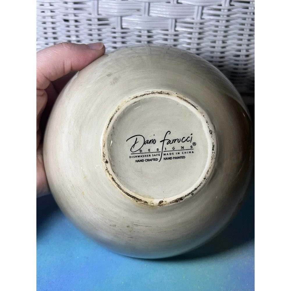 Dario Farrucci Designs‎ Hand Crafted Painted Bowls Majolica Leaves Berries